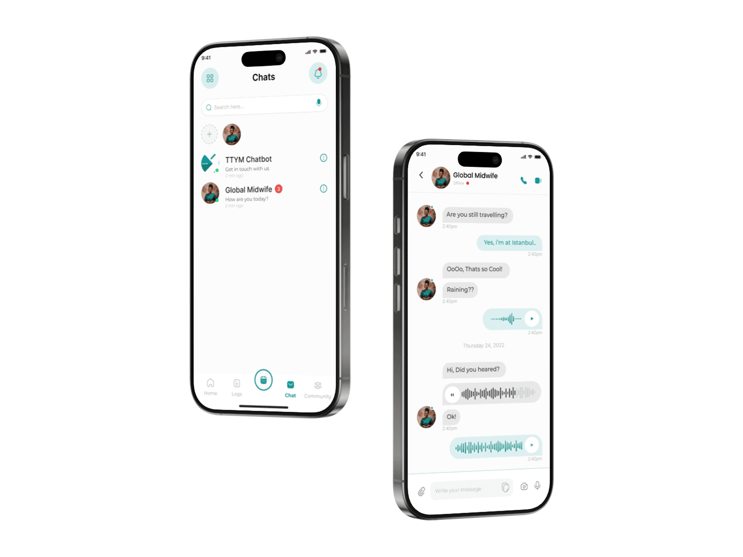 Pregnancy interface of mobile app