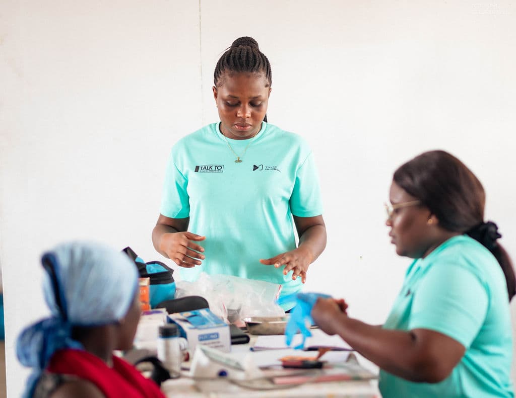Sarah and working looking after a pregnant woman